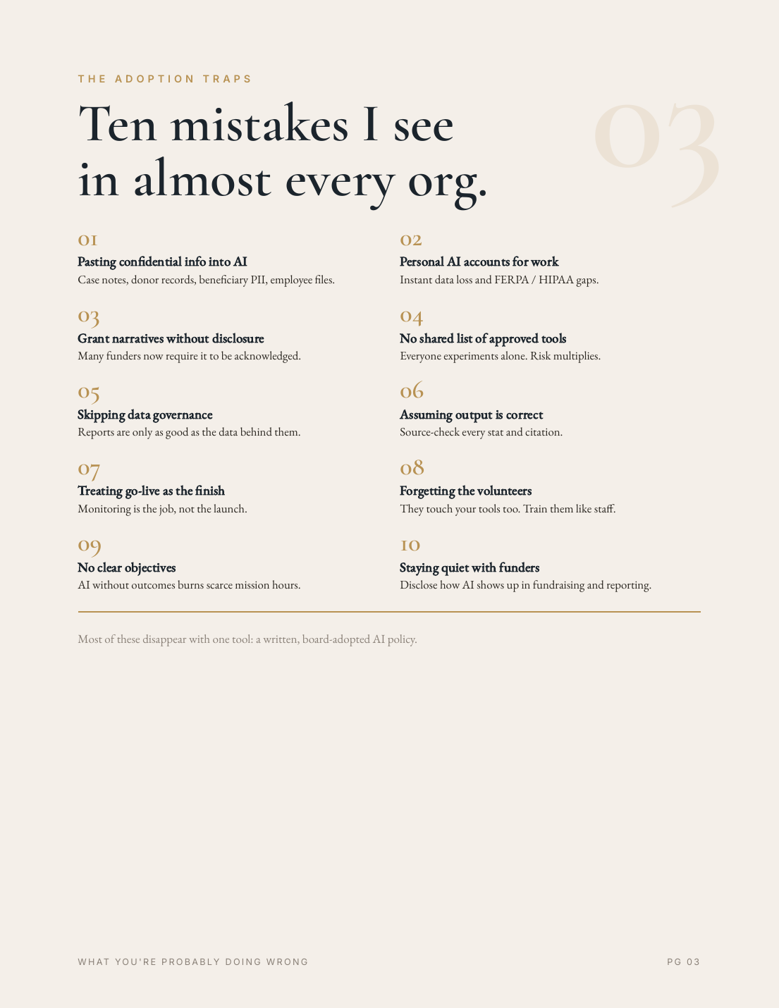 Ten mistakes I see in almost every organization
